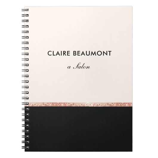 Stijlvolle Modern Roos Gold Sequin Zwart Notitieboek (Voorkant)