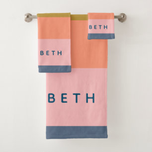 Stijlvolle Modern Stripes  Earth Tones Custom Bad Handdoek