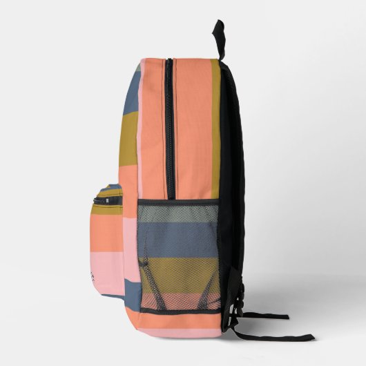 Stijlvolle Modern Stripes  Earth Tones Custom Bedrukte Rugzak (Rechts)