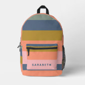 Stijlvolle Modern Stripes  Earth Tones Custom Bedrukte Rugzak (Voorkant)