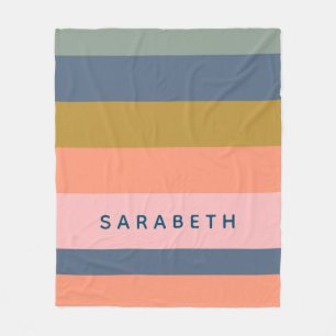 Stijlvolle Modern Stripes  Earth Tones Custom Fleece Deken