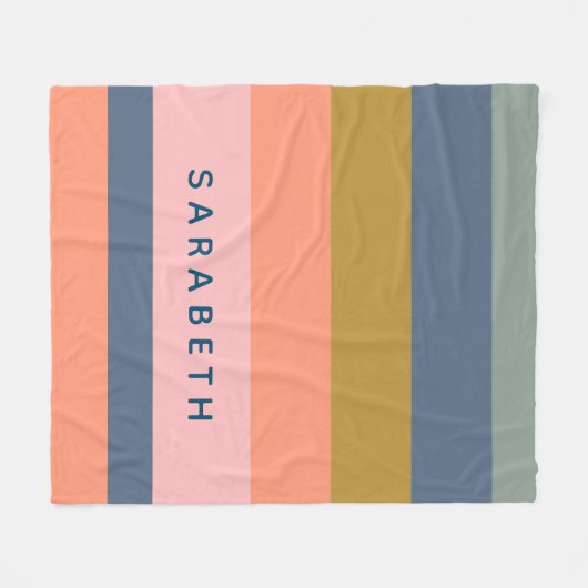 Stijlvolle Modern Stripes  Earth Tones Custom Fleece Deken (Voorkant (Horizontaal))