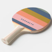 Stijlvolle Modern Stripes Earth Tones Custom Tafeltennisbatje (Voorkant Gekanteld)