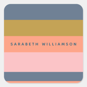 Stijlvolle Modern Stripes  Earth Tones Custom Vierkante Sticker