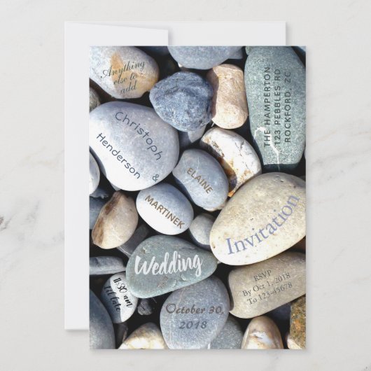 Stijlvolle Modern Unusual Pebbles Natuur Wedding Kaart (Voorkant)