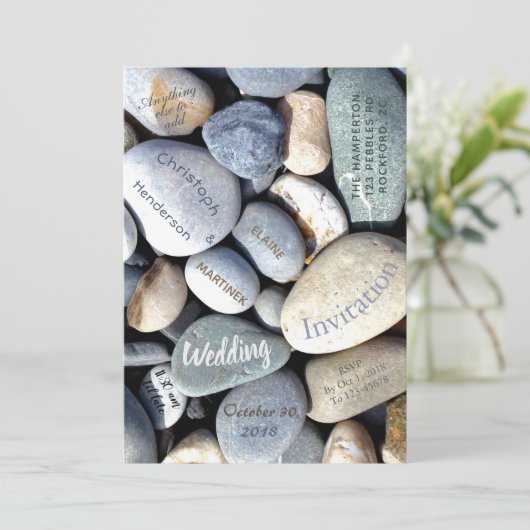 Stijlvolle Modern Unusual Pebbles Natuur Wedding Kaart (Staand voorkant)