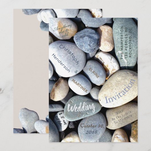 Stijlvolle Modern Unusual Pebbles Natuur Wedding Kaart (Voorkant / Achterkant)