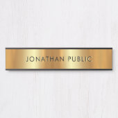 Stijlvolle Modern Zwart & Goud Sjabloon Glam Deurbordje (Voorkant)