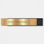 Stijlvolle Modern Zwart & Goud Sjabloon Glam Deurbordje (Voorkant)