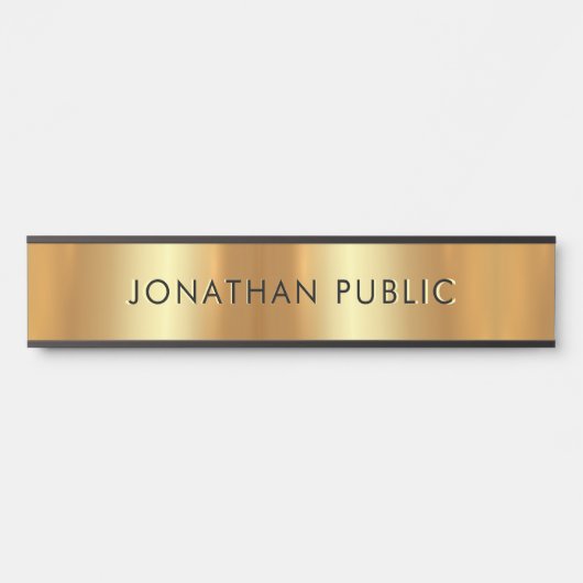 Stijlvolle Modern Zwart & Goud Sjabloon Glam Deurbordje (Voorkant)