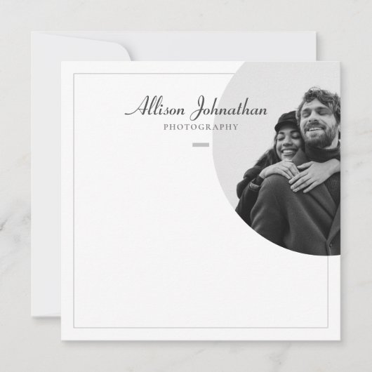 Stijlvolle, moderne aangepaste foto zwart-wit notitiekaartje (Voorkant)