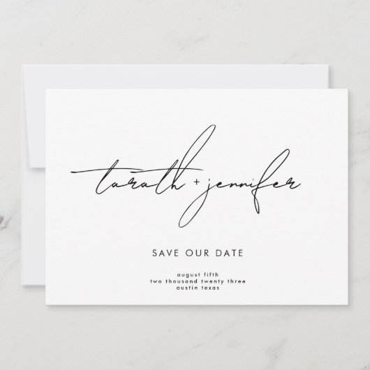 Stijlvolle moderne aangepaste NAMEN | Foto Save The Date (Voorkant)