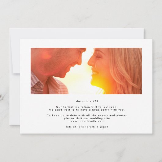 Stijlvolle moderne aangepaste NAMEN | Foto Save The Date (Achterkant)