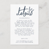 Stijlvolle moderne aangepaste namen marineblauw hu informatiekaartje (Voorkant)