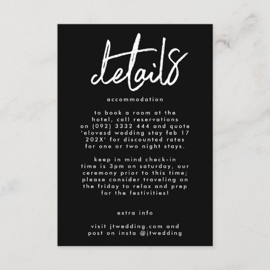 Stijlvolle moderne aangepaste namen Premium Wedden Informatiekaartje (Voorkant)