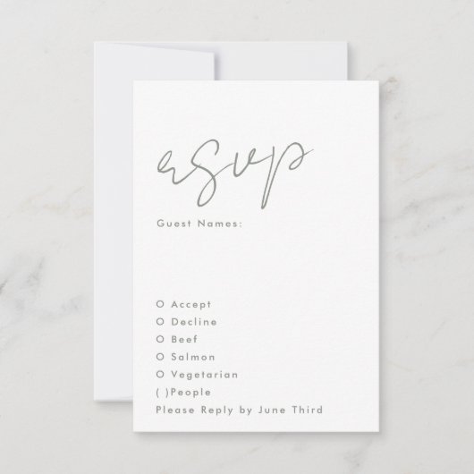 Stijlvolle Moderne Aangepaste Namen Sage Groene Br RSVP Kaartje (Voorkant)