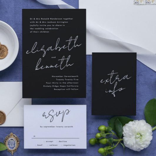 Stijlvolle moderne aangepaste namen Tuxedo Gold We Kaart