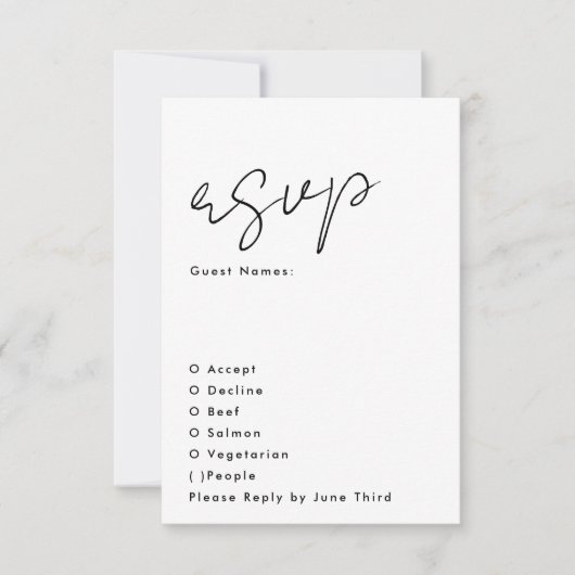 Stijlvolle moderne aangepaste namen Tuxedo Gold We RSVP Kaartje (Voorkant)