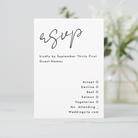 Stijlvolle moderne aangepaste namen Tuxedo Gold We RSVP Kaartje (Staand voorkant)