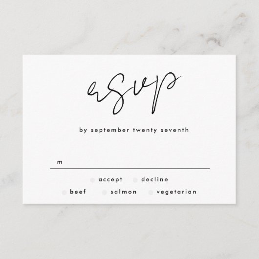 Stijlvolle moderne aangepaste namen Tuxedo White W RSVP Kaartje (Voorkant)