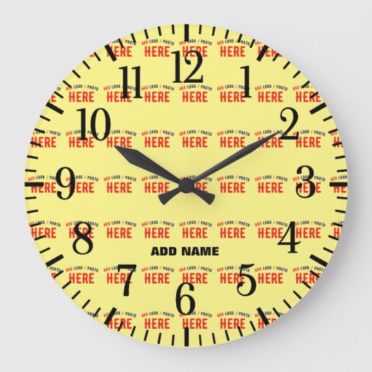 STIJLVOLLE MODERNE AANGEPASTE PASTEL GEEL GEVERIFI GROTE KLOK (Voorkant)