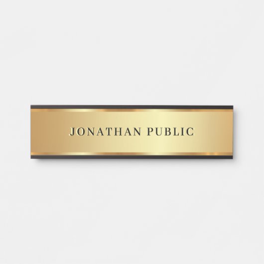 Stijlvolle moderne aangepaste tekstnaam Black & Go Deurbordje (Voorkant)