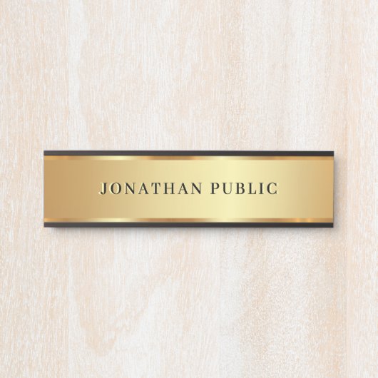 Stijlvolle moderne aangepaste tekstnaam Black & Go Deurbordje (Voorkant)