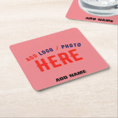 STIJLVOLLE MODERNE AANGEPASTE ZALM ROZE GEVERIFIEE KARTONNEN ONDERZETTERS (Schuin)