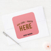 STIJLVOLLE MODERNE AANGEPASTE ZALM ROZE GEVERIFIEE VIERKANTE STICKER (Envelop)