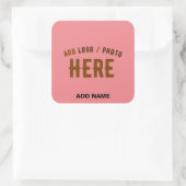 STIJLVOLLE MODERNE AANGEPASTE ZALM ROZE GEVERIFIEE VIERKANTE STICKER (Tas)