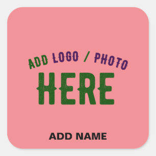 STIJLVOLLE MODERNE AANGEPASTE ZALM ROZE GEVERIFIEE VIERKANTE STICKER