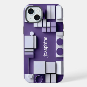 Stijlvolle moderne abstracte geometrische lavendel iPhone 15 plus case
