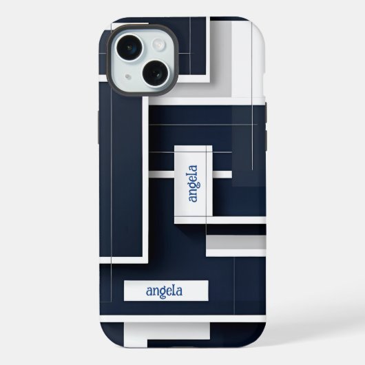 Stijlvolle moderne abstracte geometrische marinebl iPhone hoesje (Achterkant)