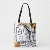 Stijlvolle moderne abstracte lijn kunst pompoen Ha Tote Bag (Voorkant)