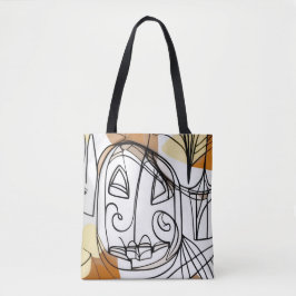Stijlvolle moderne abstracte lijn kunst pompoen Ha Tote Bag