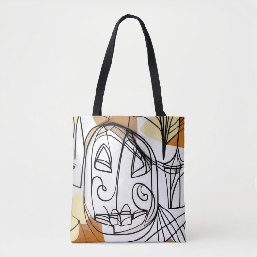 Stijlvolle moderne abstracte lijn kunst pompoen Ha Tote Bag (Voorkant)