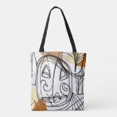 Stijlvolle moderne abstracte lijn kunst pompoen Ha Tote Bag (Achterkant)
