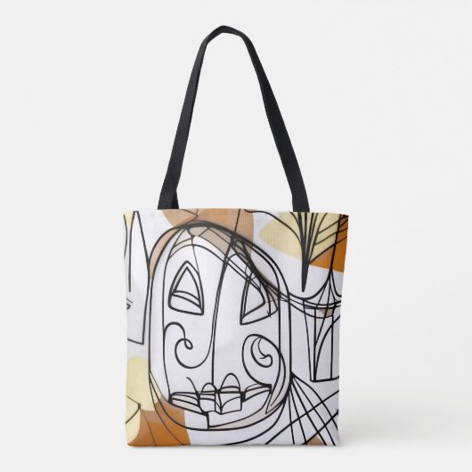 Stijlvolle moderne abstracte lijn kunst pompoen Ha Tote Bag (Achterkant)
