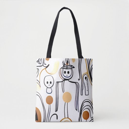 Stijlvolle moderne abstracte lijnkunst Halloween h Tote Bag (Voorkant)