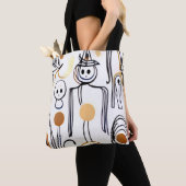 Stijlvolle moderne abstracte lijnkunst Halloween h Tote Bag (Dichtbij)