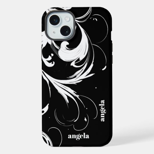 Stijlvolle moderne abstracte witte wervelingen op  iPhone hoesje (Achterkant)