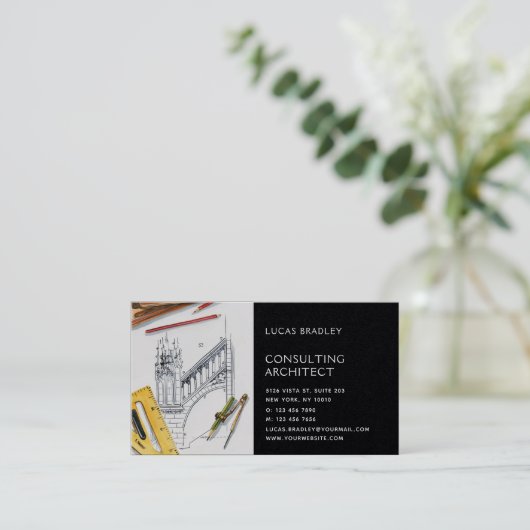 Stijlvolle moderne architectuurconstructie visitekaartje (Staand voorkant)