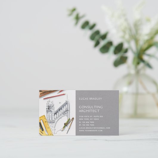 Stijlvolle moderne architectuurconstructie visitekaartje (Staand voorkant)