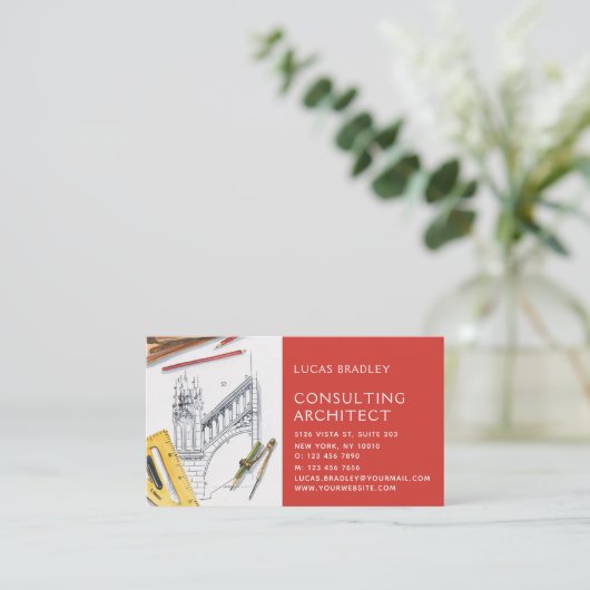Stijlvolle moderne architectuurconstructie visitekaartje (Staand voorkant)