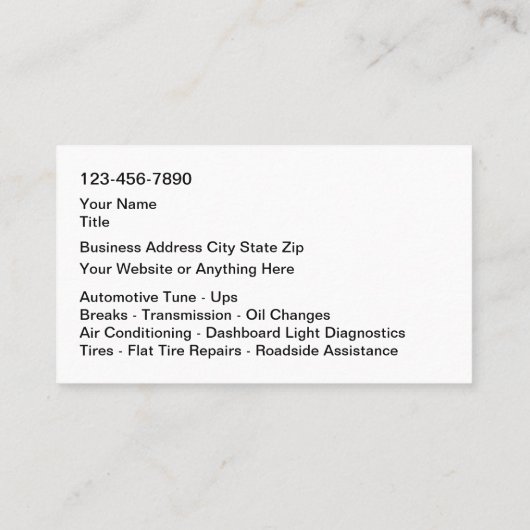 Stijlvolle, moderne auto visitekaartje (Achterkant)