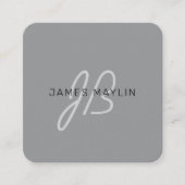 Stijlvolle moderne bewerkbare naam | Zwart en donk Vierkante Visitekaartje (Voorkant)