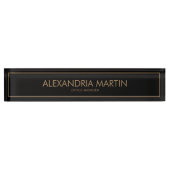 Stijlvolle, moderne Black Gold Office Manager Naambordje (Voorkant)