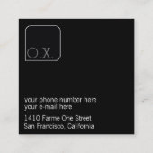 Stijlvolle & moderne black square professionele DJ Vierkante Visitekaartje (Achterkant)