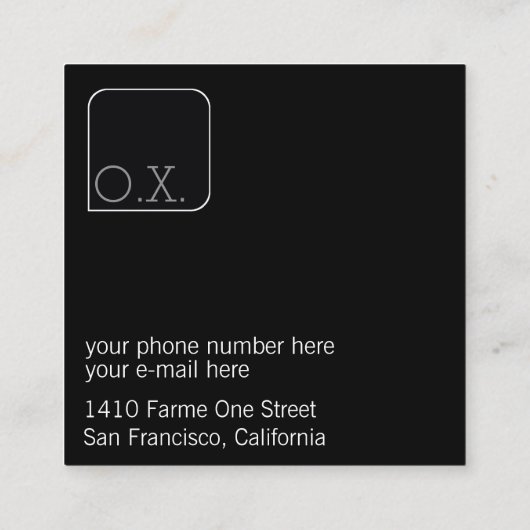 Stijlvolle & moderne black square professionele DJ Vierkante Visitekaartje (Achterkant)