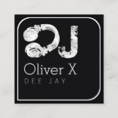 Stijlvolle & moderne black square professionele DJ Vierkante Visitekaartje (Voorkant)